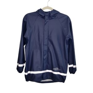 Granyte Kid’s Navy Frogger Waterproof Reflective Hooded Rain Jacket Size Youth L